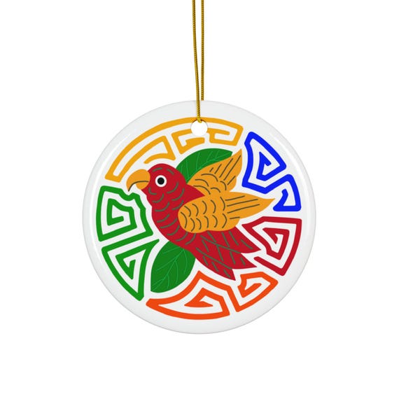Colorful Parakeet Mola Ornament | Ceramic Ornament