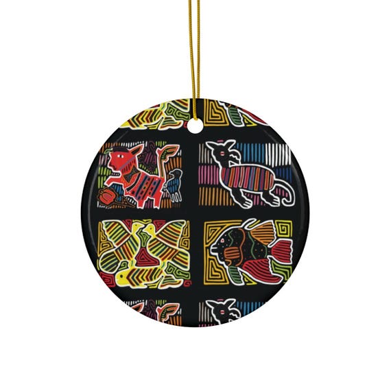 Panama Molas Round Christmas Ornament