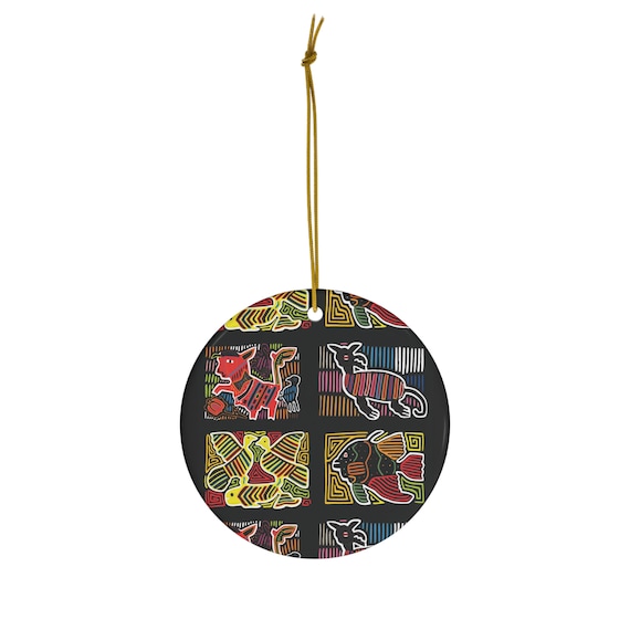 Panama Molas Round Christmas Ornament