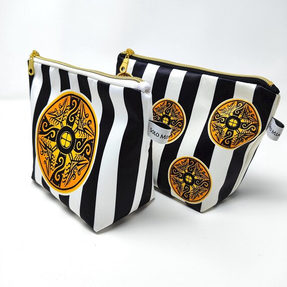 Cocle-Inspired Pre-Columbian Art Satin Print Makeup Bag