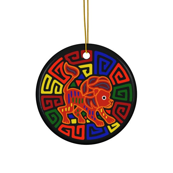 Leo Mola Ceramic Ornament | Colorful Geometric Lion Decor