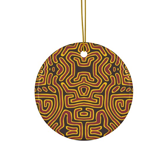 Abstract Mola Pattern Ceramic Ornament | Round Shape