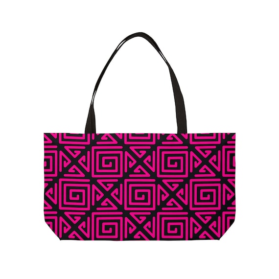 Pink Geometric Mola Pattern Weekender