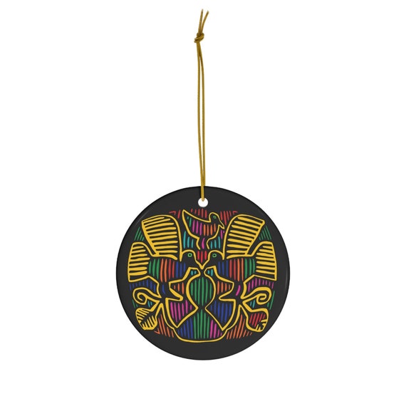 Panama Mola Bird Ceramic Ornament