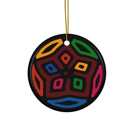 Colorful Ceramic Ornament, Holiday Home Accent, Keepsake