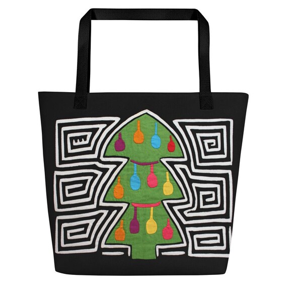 Christmas Mola Print Large Tote Bag