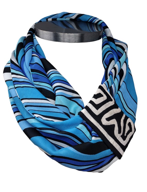 Blue Infinity Scarf with Mola Cuff