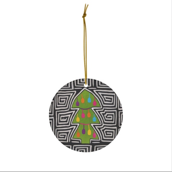 Mola Christmas Tree Ceramic Ornament