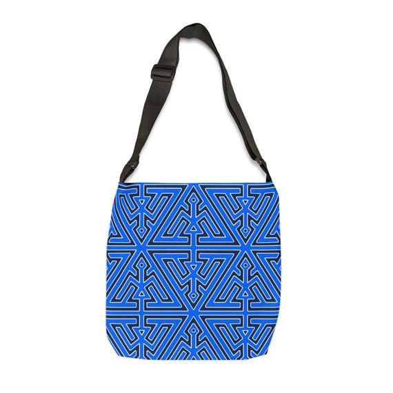 Geometric Blue Mola Pattern Tote Bag | Adjustable Strap