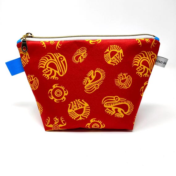 Cocle-Inspired Pre-Columbian Art Satin Print Makeup Bag