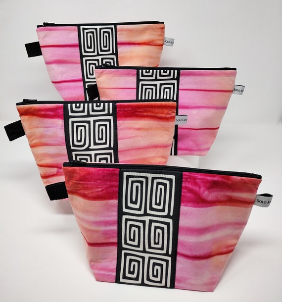 Makeup Bag with Mola Print, SUNRISE Tie Dye, Large