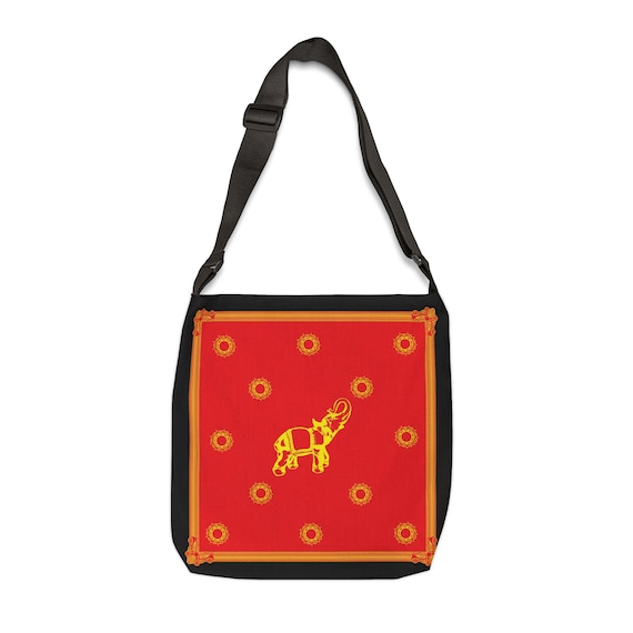 Yellow Elephant Pattern Tote Bag | Red Sunflower Motif