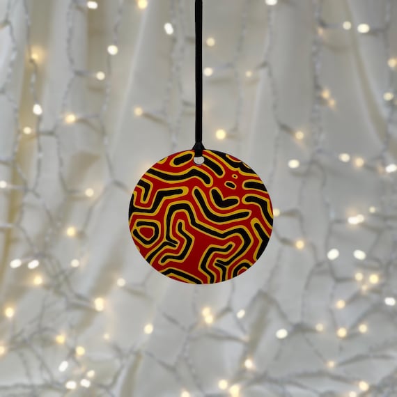 Abstract Mola Round MDF Ornament