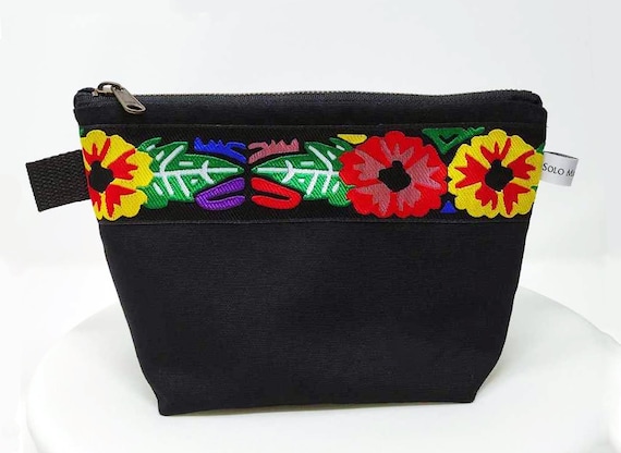 Tropical Floral Ribbon Makeup Bag