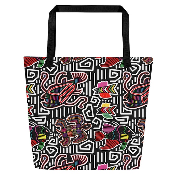 Sea Life Mola Print Large Tote Bag