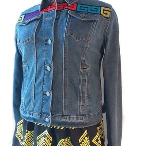 Blue Denim Jacket Embellished With Multicolor Mola and Ric Rac Trim ...