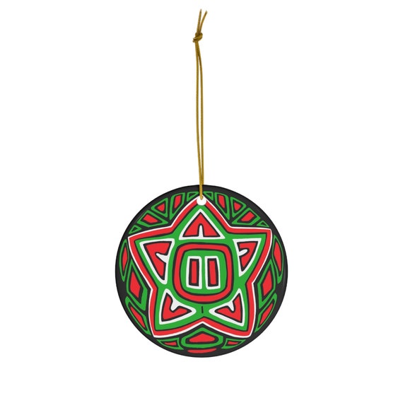 Star Mola Round Ceramic Ornament