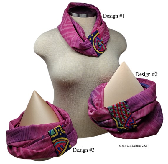 Multicolor Infinity Scarf with Mola Cuff
