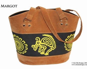 MARGOT- Faux Suede with Linen/Cotton Canvas Huaca Print