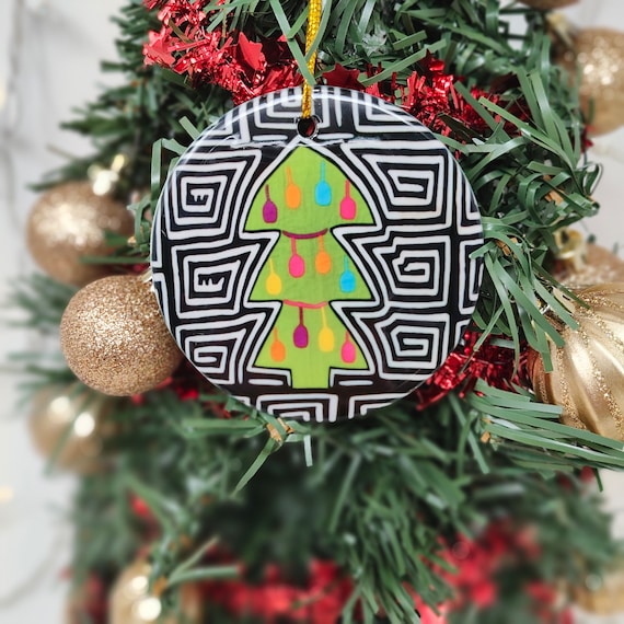 Panama Mola Christmas Tree Ceramic Ornament