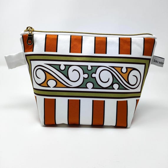 Cocle-Inspired Pre-Columbian Art Satin Print Makeup Bag