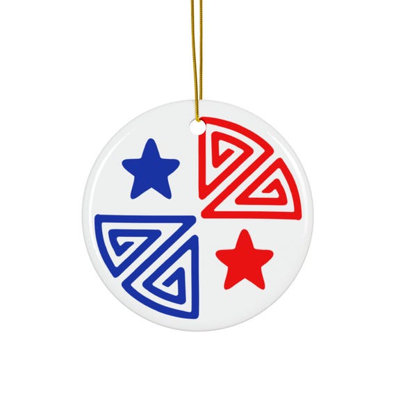 Panama Mola Flag Ceramic Ornament | Modern Folk Art Tree Decor