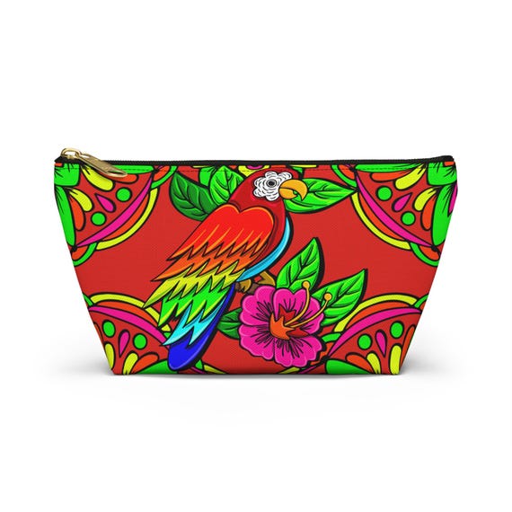 Tropical Parrot with Mandala Accessory Pouch | T-bottom