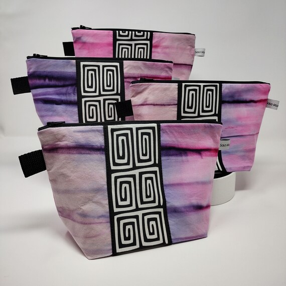 Makeup Bag with Mola Print, SUNSET Tie Dye, Large