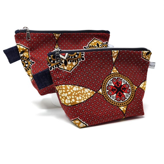 Ankara Style Fabric Makeup Bag, Lined