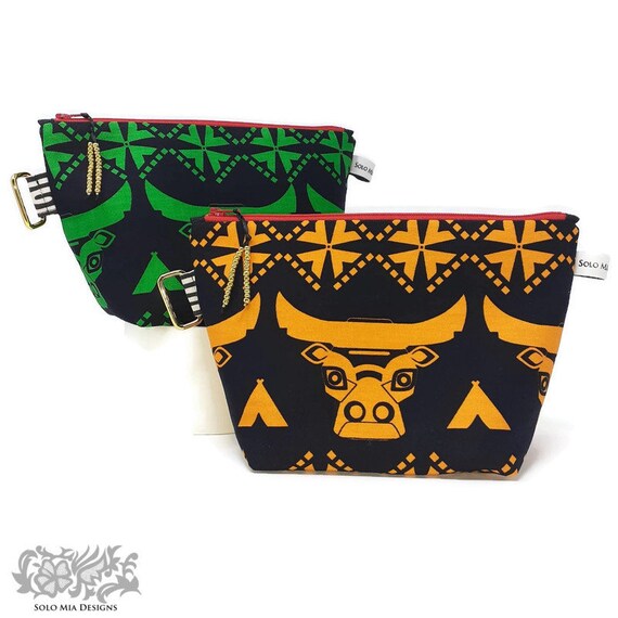 Makeup Bag with Bull Printed Fabric, Lined