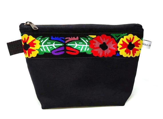Tropical Floral Ribbon Makeup Bag
