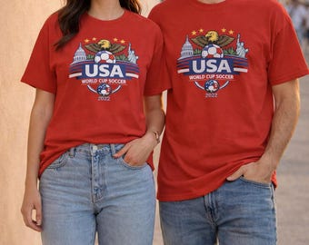USA-Fußball-T-Shirt 2022, Fan-Shirt für American Football, WM-Shirt für die USA, patriotisches Fußball-T-Shirt mit Grafik, Fan-Shirt für die USA, Unisex
