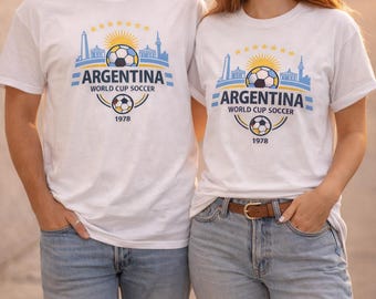 Argentinien-T-Shirt 1978, Vintage-Fußballtrikot, WM-T-Shirt Argentinien, Fan-Shirt Argentinien, Retro-Fußball-T-Shirt mit Grafik, Unisex
