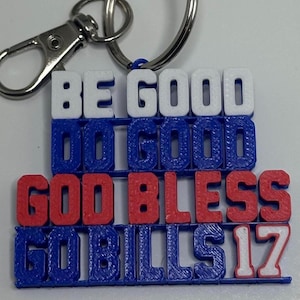 Buffalo Bills Keychain Lanyard Bag Tag Josh Allen MVP, Be Good,Do Good,God Bless, Go Bills!