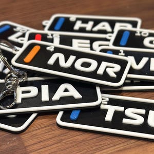 F1 Driver Bag Charm Keychain Lanyard | Custom Bag Tag for Formula 1 Fans | Double-Sided with Carbon Fiber Look | Personalized Racing Gift