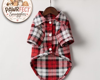Plaid Flannel Pet Shirt | Collared Button-Down Dog Cat Apparel