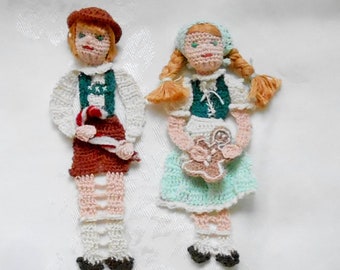 Hansel and Gretel thread crochet pattern, unique bookmark diy, crochet ornament instructions, shadow box art diy, crochet applique diy,