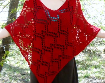 knit poncho pattern, majestic queen of hearts lace poncho pattern DIY instructions, heart knit pattern, Christmas pdf, spring sweater diy