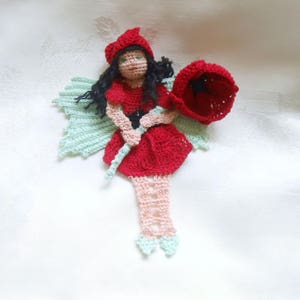 crochet poppy fairy bookmark/decoration pattern, unique bookmark, crochet bookmark diy, unique bookmark diy, shadowbox diy, flower fairy pdf