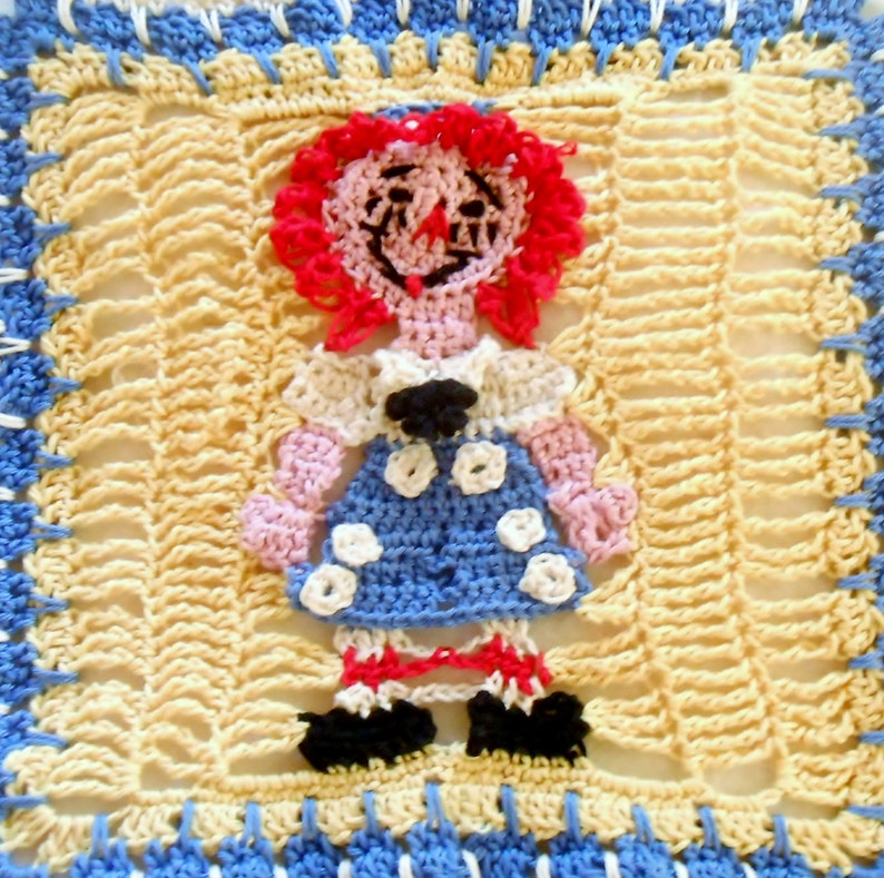 Crochet Cushion Pattern, Raggedy Ann and Raggedy Andy Pillow ...