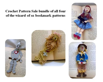 wizard oz bookmark pattern sale, crochet pattern sale bundle, wizard of oz crochet decorations instructions, thread crochet decor diy,