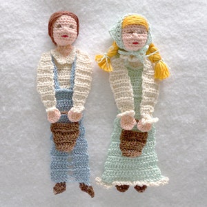 Jack and Jill, Jill with pail crochet bookmark DIY, thread crochet bookmark instructions, unique bookmark pattern, stocking stuffer diy, image 8