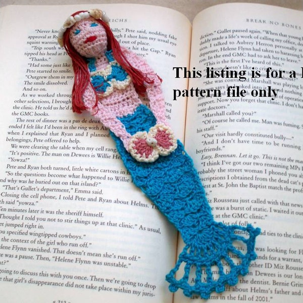 mermaid crochet bookmark/decoration pattern, mermaid pattern, fantasty crochet pattern, unique bookmark instructions, readers DIY