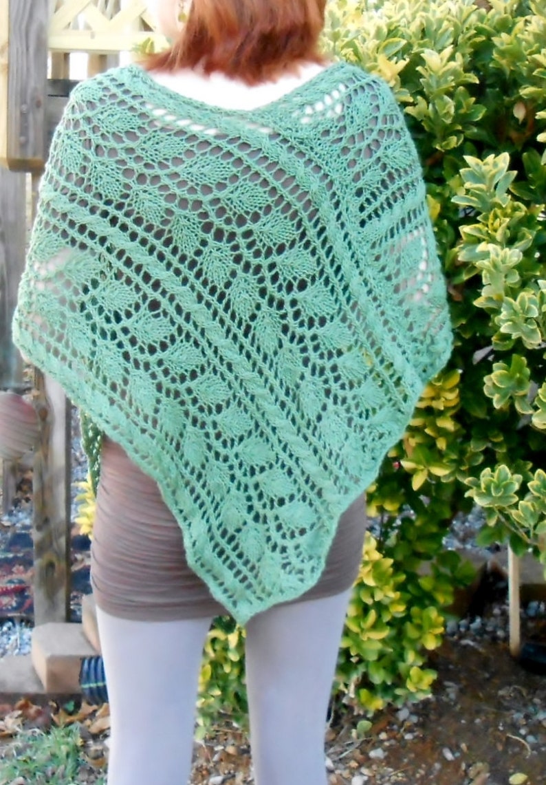 Knit Poncho Pattern Leaf Greenery Lace Poncho Pattern V-neck - Etsy