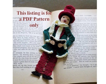 crochet pattern, male victorian caroler bookmark or ornament, crochet instuctions, unique bookmark diy, victorian decor diy, shadow box art