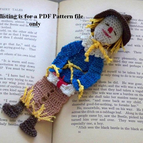 scarecrow of oz crochet pattern PDF file, thread crochet instructions, wizard of oz bookmark, decoration DIY, shadow box art diy, home decor