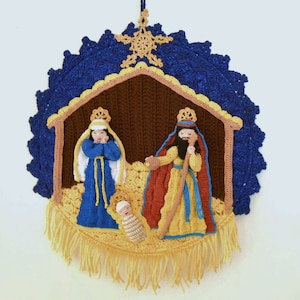 crochet nativity DIY pattern, ornaments, wall decor, crochet instructions, home decor DIY, wall art pattern, Christmas decoration pdf,