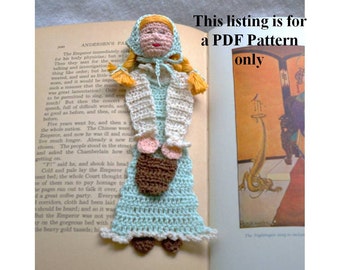 Jack and Jill, Jill with pail crochet bookmark DIY, thread crochet bookmark instructions, unique bookmark pattern, stocking stuffer diy,