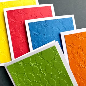 Happy Birthday Notecards, Set of 5 Blank Folded Cards and Envelopes, Hand Embossed Paper, Handmade Greeting Card, Embossed Birthday Cards