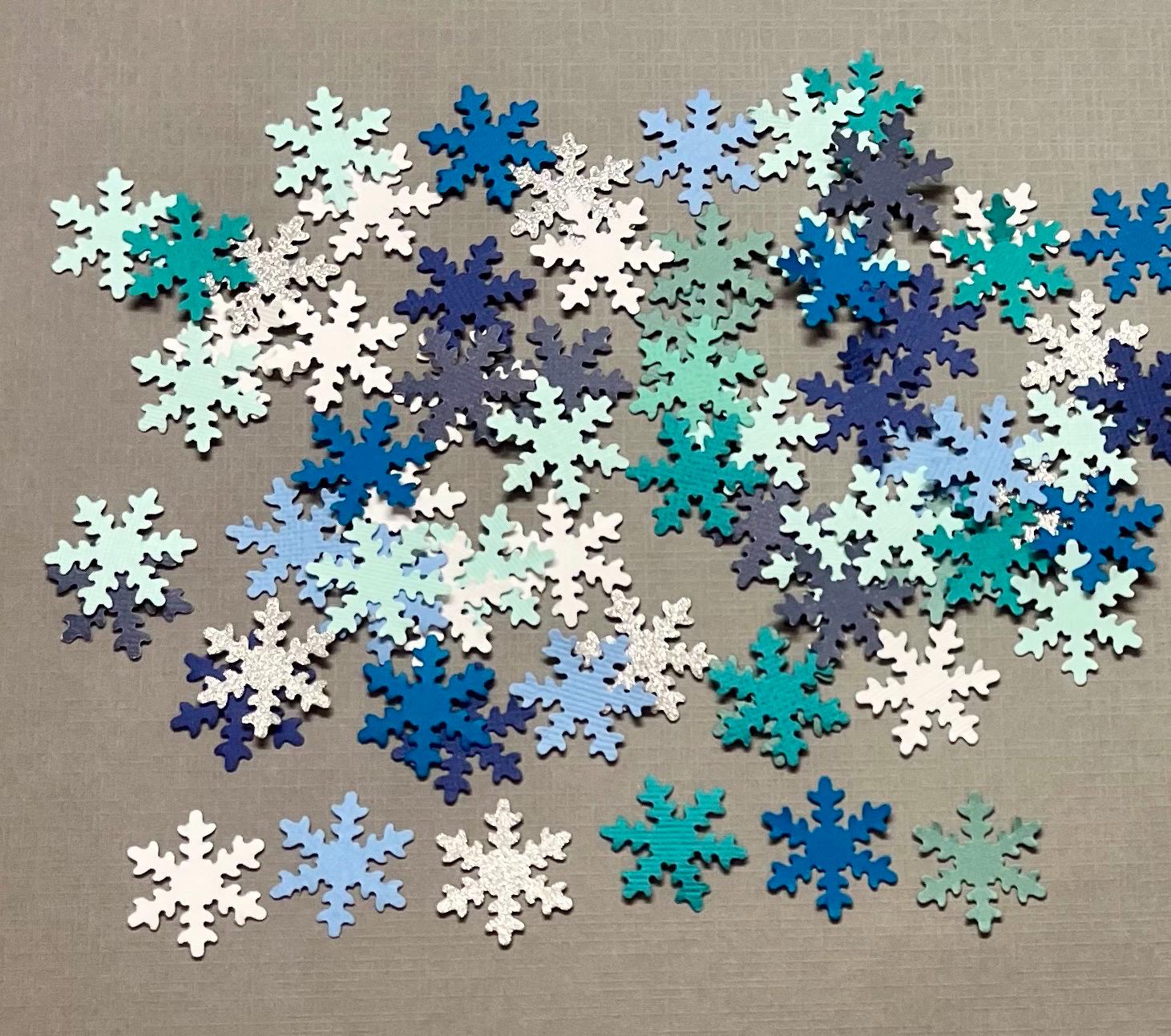 FREE SHIP! 40 Snowflake Die Cuts, Snowflakes, Crafting Embellishments, Paper Cut Outs, Scrapbooking, Cards, Journaling, Confetti, 1" Papers